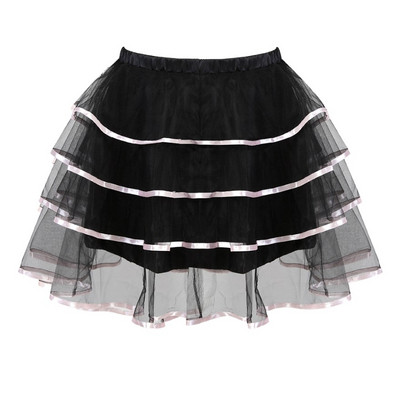 Sieviešu seksīgi daudzslāņu tīklveida tilla kroku mini svārki Showgirl modes ballīšu deju svārki lielizmēra S-6XL