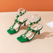 Ženske potpetice Visoke potpetice Zakovice Ženske salonke Ženske sandale za zabave 2023. Sandale sa špicastim vrhovima Ženska ljetna obuća s visokom petom