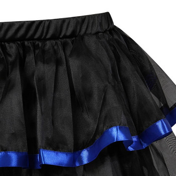 Дамска секси мини пола-пачка Многослойна мрежеста раирана плисирана пола Showgirl модни парти танцови поли с волани Плюс размер S-6XL