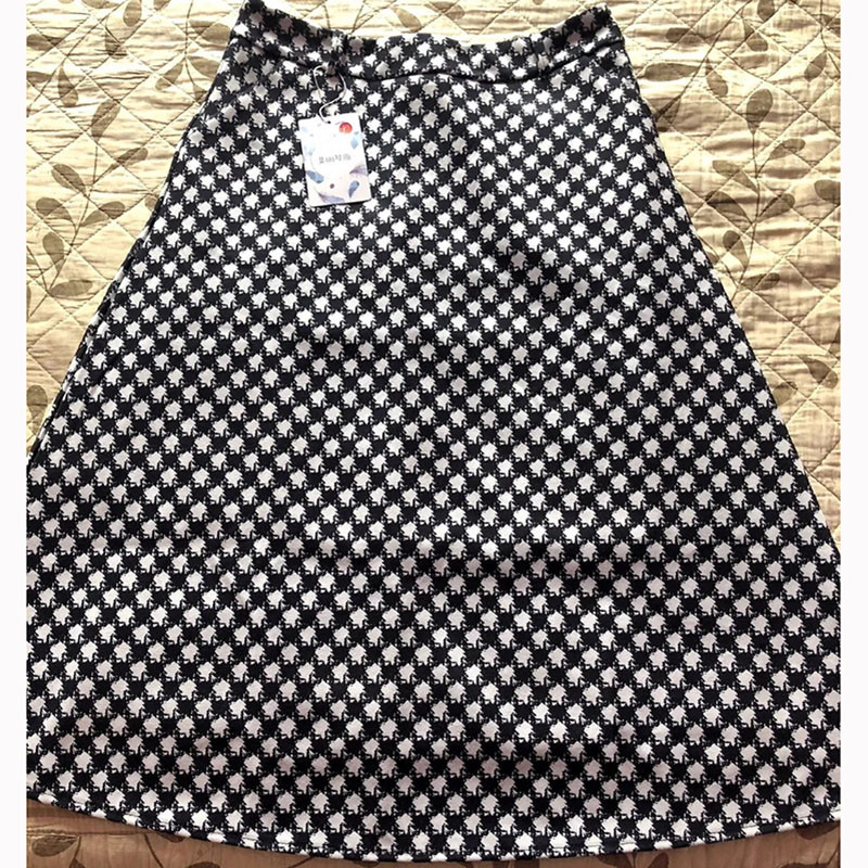 Houndstooth Print Plus Size Naiste riided A-line Midi seelikud Vintage lukuga kõrge vöökoht lahtised pikad seelikud Elegantne vabaaja seelik