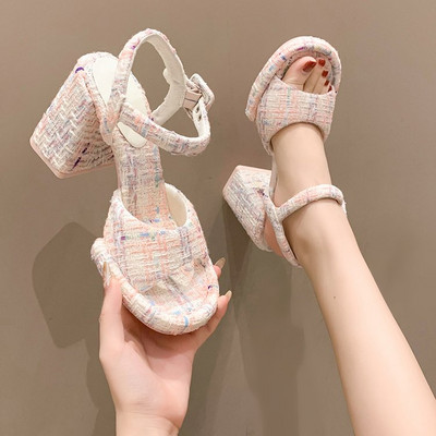 2023. aasta uus kvaliteetne platvorm, turske kõrge kontsaga naistekingad Elegantsed peokingad naistele trendikad suvised pahkluu rihmaga sandaalid