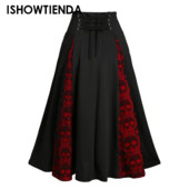 Ženska midi suknja visokog struka s čipkastim uzorkom veće veličine Gotička plisirana suknja Elegantne društvene ženske suknje Faldas