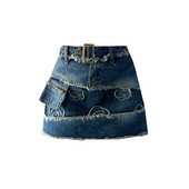 New Plus Size Spice Girl Vintage Ψηλόμεση Τζιν Φούστα Γυναικεία Y2K Καλοκαίρι Νέο Σχέδιο Sense Of Raw Edge Κοντή φούστα σε γραμμή Α