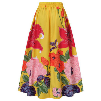 Бохемски поли с флорални щампи Дамски есенни големи размери Макси дълга пола с висока талия Дамско лятно парти плажно облекло faldas para mujer