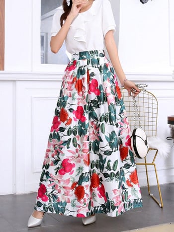 3XL Chic Floral Vintage μακριές φούστες για γυναίκες Boho Καλοκαίρι 2024 Jupe Femme με ψηλόμεση ανεξάρτητη φολκ μάξι γυναικεία φούστα