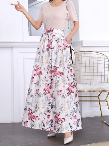 3XL Chic Floral Vintage μακριές φούστες για γυναίκες Boho Καλοκαίρι 2024 Jupe Femme με ψηλόμεση ανεξάρτητη φολκ μάξι γυναικεία φούστα