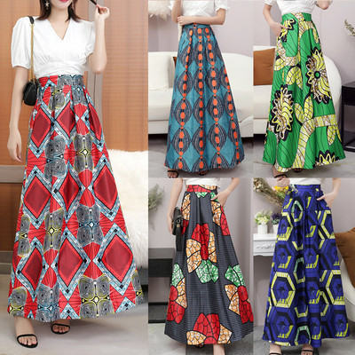 3XL prašmatnūs gėlių senoviniai ilgi sijonai moterims, Boho Summer 2024 Jupe Femme Pocket High Waisted Indie Folk Maxi sijonas moterims
