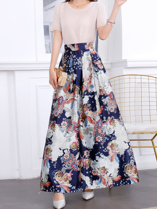 3 XL šiki ziedu retro stila garie svārki sievietēm, Boho Summer 2024 Jupe Femme Pocket ar augstu jostasvietu.