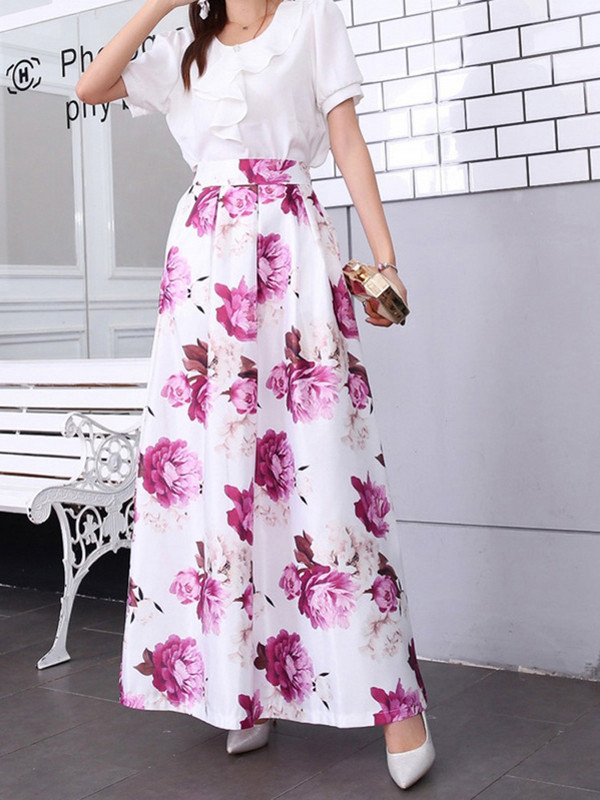 3 XL šiki ziedu retro stila garie svārki sievietēm, Boho Summer 2024 Jupe Femme Pocket ar augstu jostasvietu.