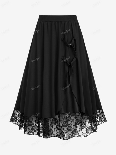 ROSEGAL suures suuruses naiste seelikud lilledega žakaarpits, võrk, lapiline pandlad, tulbiäär, kihiline midi seelik, must põhialused