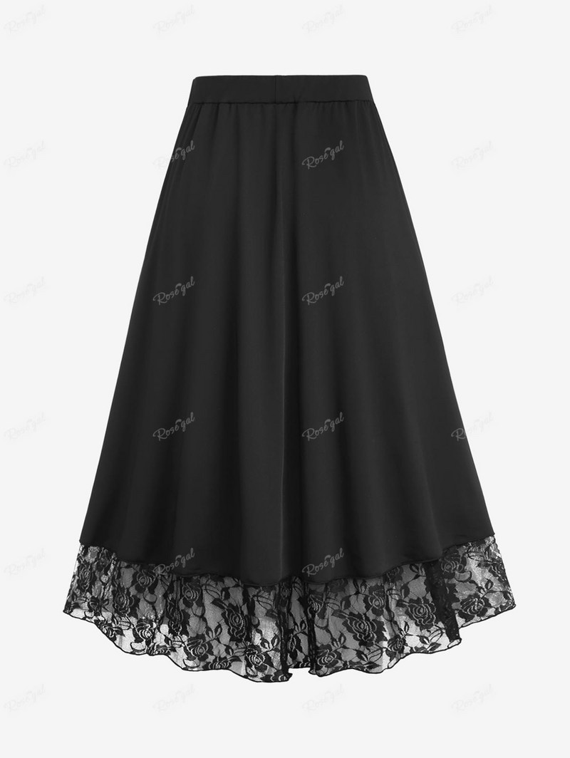 ROSEGAL suures suuruses naiste seelikud lilledega žakaarpits, võrk, lapiline pandlad, tulbiäär, kihiline midi seelik, must põhialused