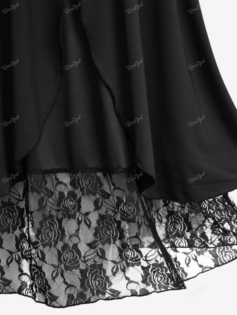 ROSEGAL suures suuruses naiste seelikud lilledega žakaarpits, võrk, lapiline pandlad, tulbiäär, kihiline midi seelik, must põhialused