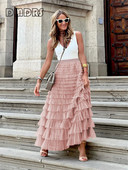 Ljetna ulična šarena, jednobojna šlep sa šlepom za zabavu, velika modna suknja od tila, ženska swing ležerna haljina, akronija