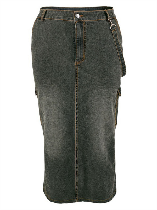 Wmstar Suknje samo veće veličine Ženska odjeća Traper Maxi džepovi Seksi srednje rastezljiva duga Nova suknja Veleprodaja Dropshipping 2024.