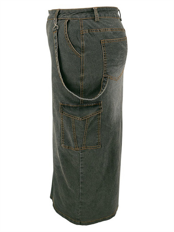 Wmstar Suknje samo veće veličine Ženska odjeća Traper Maxi džepovi Seksi srednje rastezljiva duga Nova suknja Veleprodaja Dropshipping 2024.