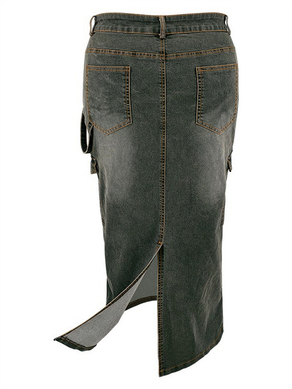 Wmstar Suknje samo veće veličine Ženska odjeća Traper Maxi džepovi Seksi srednje rastezljiva duga Nova suknja Veleprodaja Dropshipping 2024.