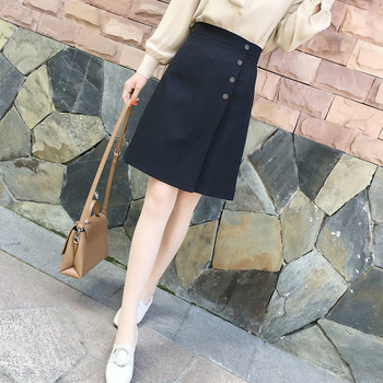 Νέα καλοκαιρινή γυναικεία μασίφ ψηλόμεση χαλαρή λεπτή τσάντα ισχίου κλασική γραμμή Α με κουμπί σε συν μέγεθος μόδα Casual επίσημη φούστα commute