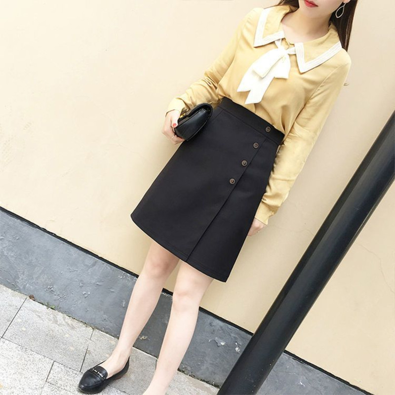 Uus suvine naiste massiivne kõrge vöökohaga lahtine õhuke kott, klassikaline, A-joonega nööp, suures suuruses moekas vabaaja seelik