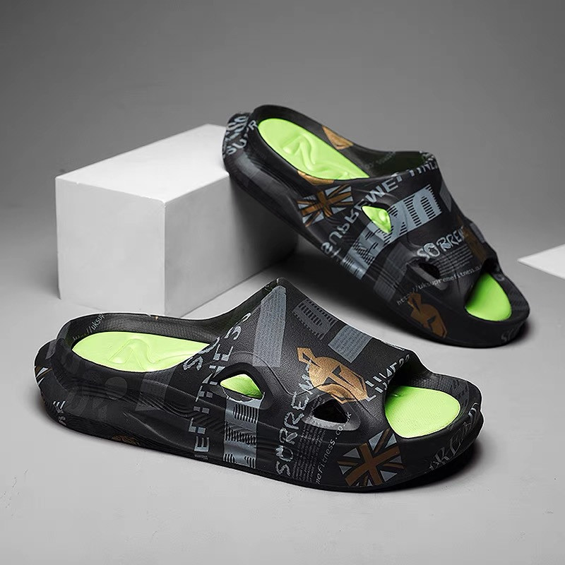 Nove modne muške papuče s printom Muške tobogane Muške ljetne cipele Debeli potplat Udobne kućne elegantne cipele za vanjske aktivnosti na otvorenom Vruća rasprodaja