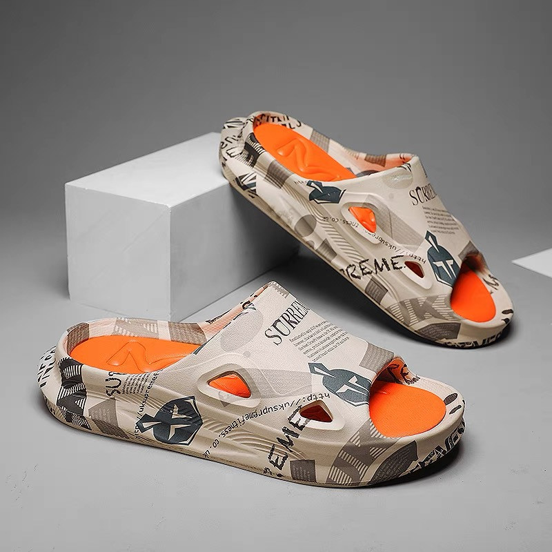 Nove modne muške papuče s printom Muške tobogane Muške ljetne cipele Debeli potplat Udobne kućne elegantne cipele za vanjske aktivnosti na otvorenom Vruća rasprodaja