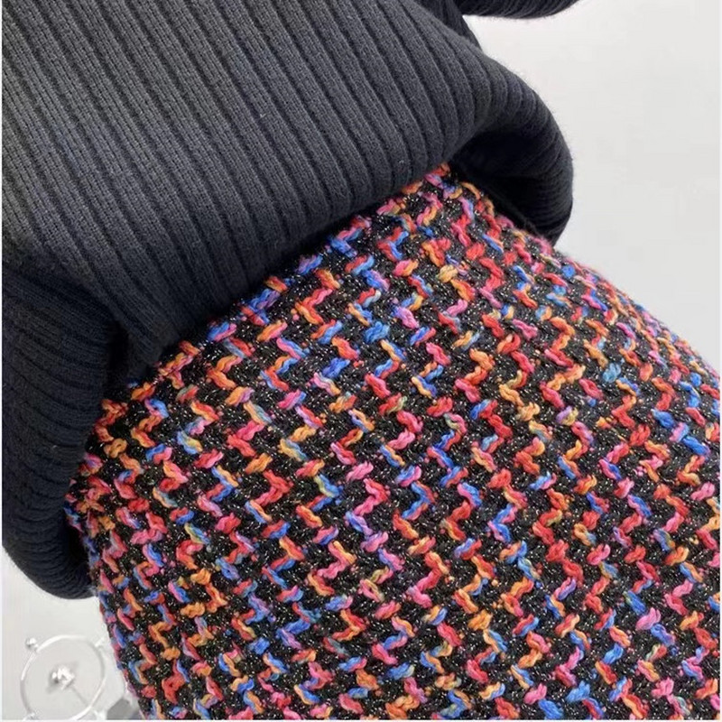 Jesen Zima Vintage pletena vunena mini suknja od tvida Ženska a-kroja Karirana kratka velika veličina 3XL