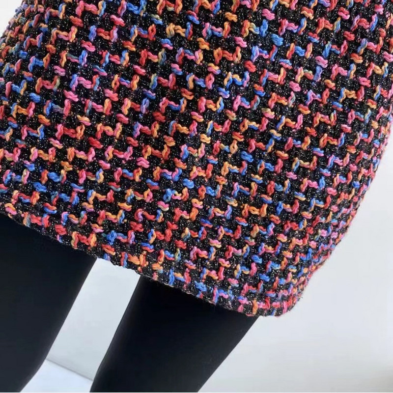 Jesen Zima Vintage pletena vunena mini suknja od tvida Ženska a-kroja Karirana kratka velika veličina 3XL