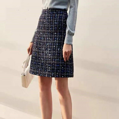 2023. ősz, tél, új női divat tweed kockás szoknyák női, magas derekú, A-vonalú szoknyák női karcsú, alkalmi gyapjúszoknyák Y573