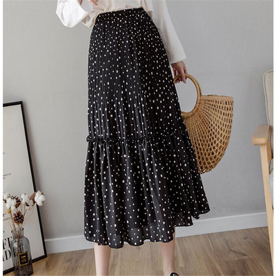 Ljetna suknja Crno-bijela Kratka mini suknja na točkice Ženska plisirana suknja A-kroja visokog struka, velika veličina mujer faldas 2021