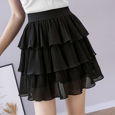 Ljetna suknja Crno-bijela Kratka mini suknja na točkice Ženska plisirana suknja A-kroja visokog struka, velika veličina mujer faldas 2021