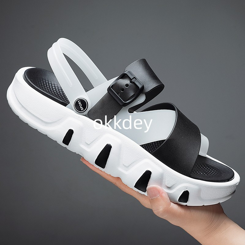 Uued sandaalid meeste suvemood Trendikas libisemisvastased vabaaja rannasandaalid, pehmed jalatsid meestele Laisad PU-st hingavad kahlamissandaalid