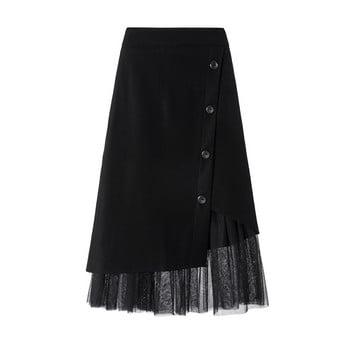 Костюмна пола, женски голям размер, еластична талия, лятна нова марлена пола с неправилни шевове, дълга пола.