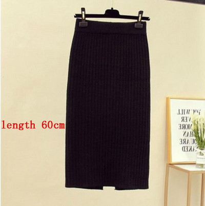 Modne jesen-zimske korejske pletene ženske suknje velike veličine s elastičnim strukom, midi suknje s podijeljenim olovkama, ženske suknje velikih veličina