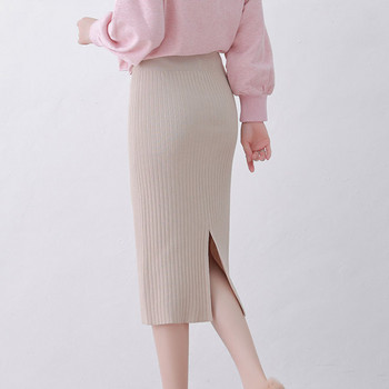 Дамски пуловер пола молив midi плетена пола поли с висока талия дамски зимни дълги топли плетени поли цепени долнища Плюс размер