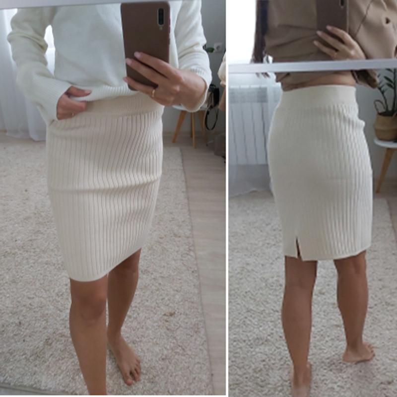 Fusta pulover pentru femei fustă tricotată midi cu creion fuste cu talie înaltă fuste de tricotat lungi și calde pentru femei de iarnă cu fundul despicat Plus size