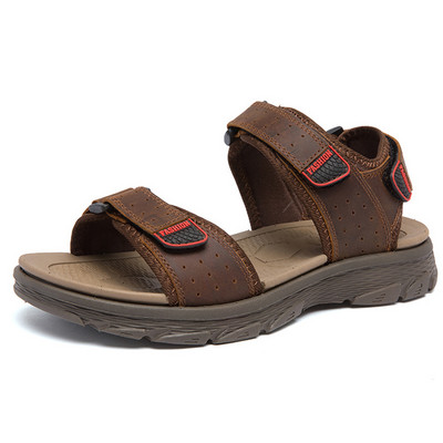 Suvised meeste vabaajajalatsid Ehtsast nahast sandaalid välistingimustes kasutatavad meeste nahast sandaalid meestele rannakingad Superkerged rooma kingad, suurus 46