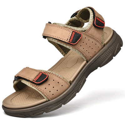 Suvised meeste vabaajajalatsid Ehtsast nahast sandaalid välistingimustes kasutatavad meeste nahast sandaalid meestele rannakingad Superkerged rooma kingad, suurus 46