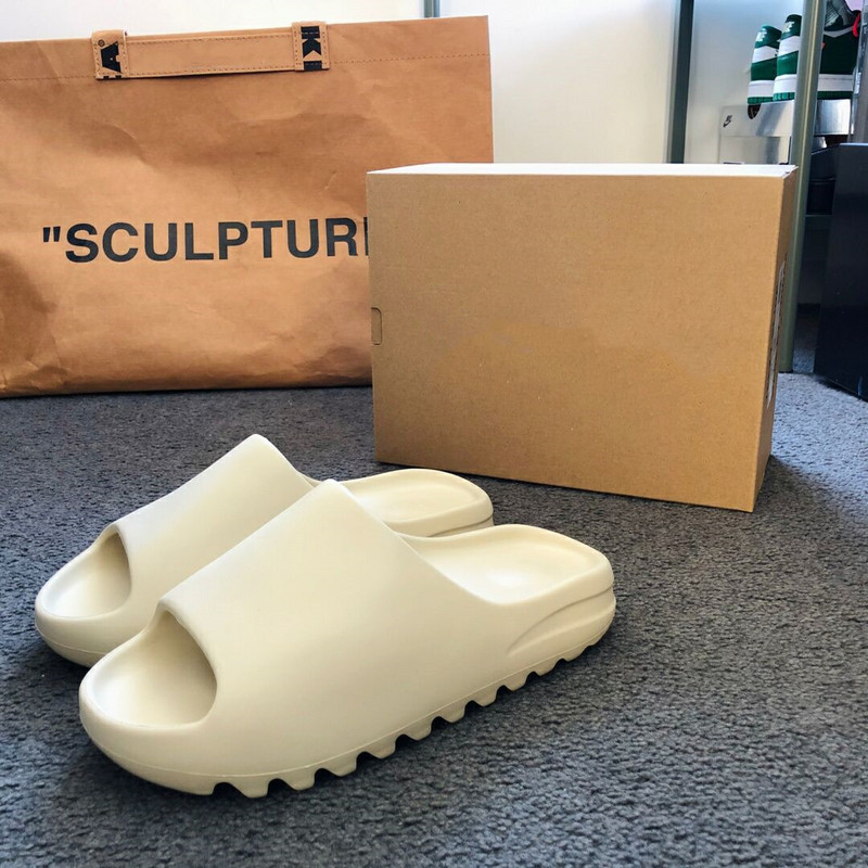 2023. Nove marke sandale papuče Yzy tobogani sand bone glow green mineral pure muške ženske papuče Veličina 36-45 Vanjske cipele koje se ne klize