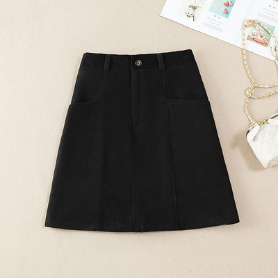 Fusta cu talie înaltă de culoare uni pentru femei, primăvară și toamnă 2023, nou stil coreean, modă artistică, elegantă, plus marime, casual fustă