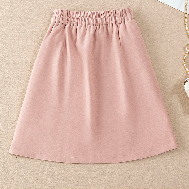 Fusta cu talie înaltă de culoare uni pentru femei, primăvară și toamnă 2023, nou stil coreean, modă artistică, elegantă, plus marime, casual fustă