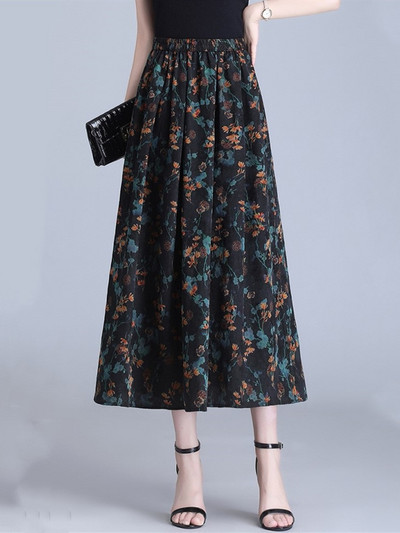 Svilene veće veličine vintage cvjetne proljetne ljetne ležerne široke duge ženske suknje visokog struka Ženska odjeća za suknje 2024.