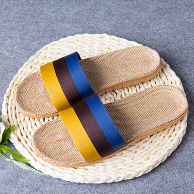 2021. Nove jednostavne kućne ležerne papuče retro neklizajuće lanene papuče ljetne muške i ženske sandale na pruge