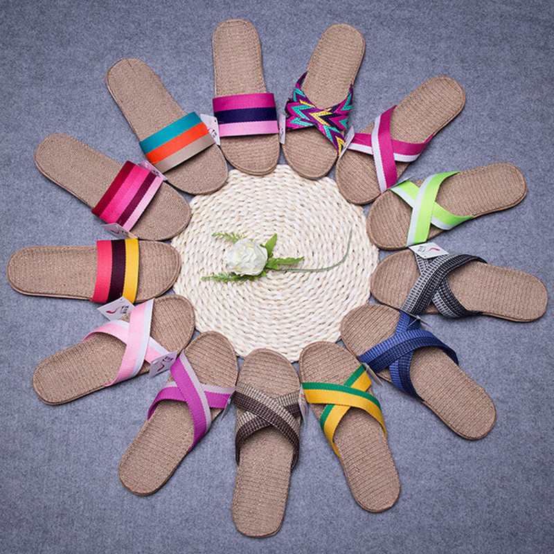 2021. Nove jednostavne kućne ležerne papuče retro neklizajuće lanene papuče ljetne muške i ženske sandale na pruge