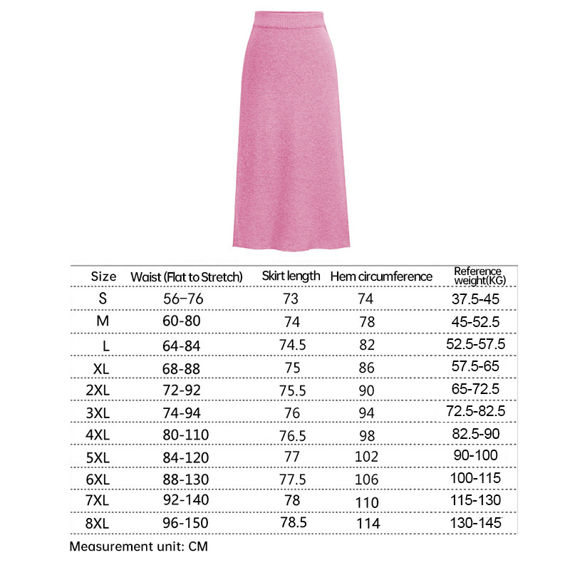 11 szín Gyapjú Őszi Tél Közepes hosszúság Magas derekú kötött szoknya Hátul osztott koreai változat Meleg kasmír szoknya Plus S-8XL