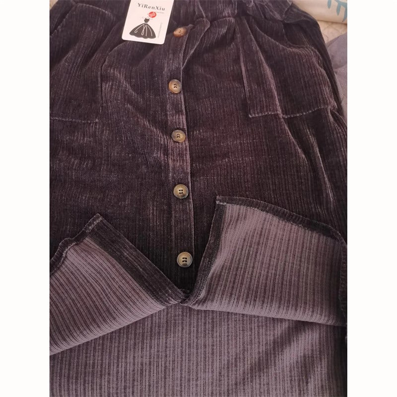 Zimske korduroy velike midi suknje veličine 5xl za žene Korejska modna topla suknja s džepovima visokog struka Ravna suknja za sve vrste