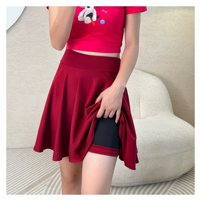 Moodantsija turvapüksid seelikud Naiste funktsionaalne taskuseelik vabaaja kooli laienenud elastsed plisseeritud päikeseseelikud, suur suurus 45 cm