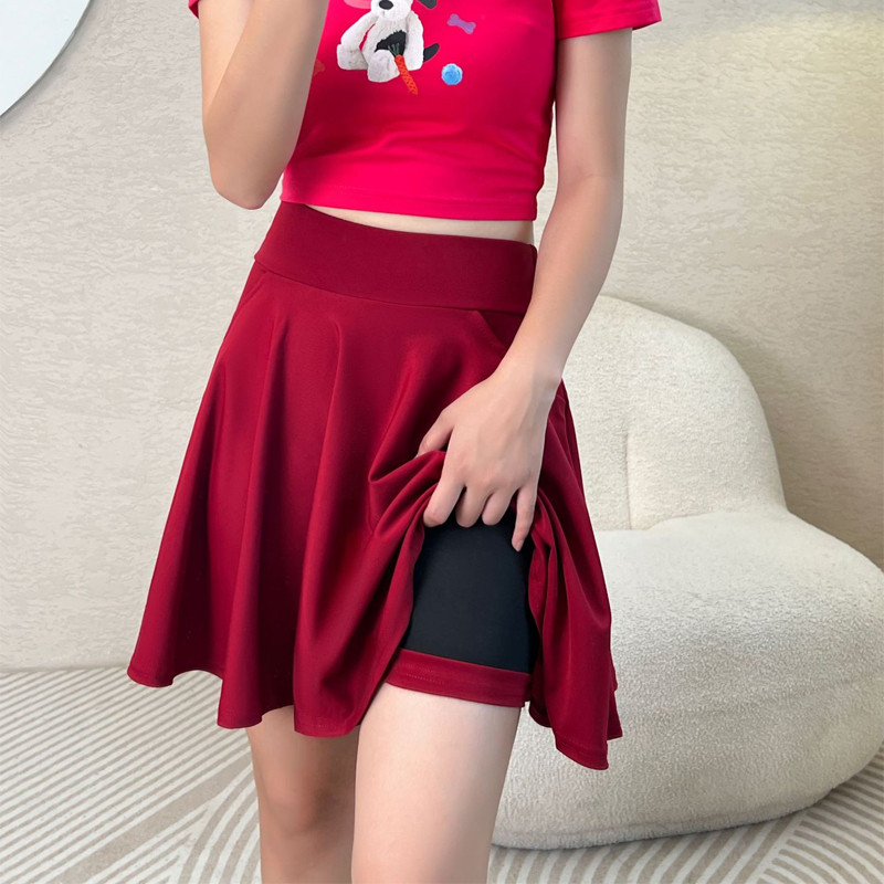 Moodantsija turvapüksid seelikud Naiste funktsionaalne taskuseelik vabaaja kooli laienenud elastsed plisseeritud päikeseseelikud, suur suurus 45 cm