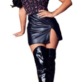 SML XL XXL naiste seelik kõrge vöökohaga lõhestatud nahast seelik puusa seelik suures suuruses pliiatsi seelik