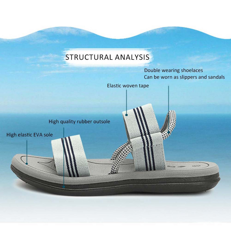 Triibulise disainiga sandaalid naistele Meestele Mugavad hingavad kingad rannapeo jaoks Igapäevased meeste sussid libisemiskindlaks meesterõivaks