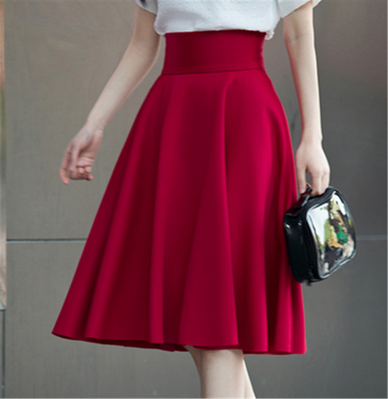 3XL 4XL 5XL Fusta Plus Size Fuste cu talie înaltă Femei Alb până la genunchi Fusta plisată Saia Midi Roz Negru Roșu Albastru