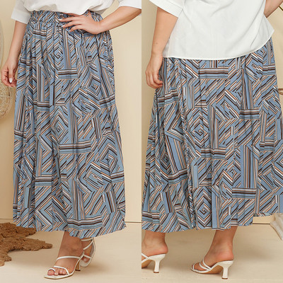 Νέο Summer Plus Size Geometric Printed Πλισέ φούστες για Γυναικείες Μακρυ Πλισέ Φούστα Γυναικεία Ρούχα Casual Streetwear 4XL Boho